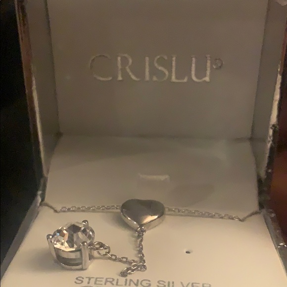 Sterling silver platinum plated necklace CZ new - Picture 4 of 5